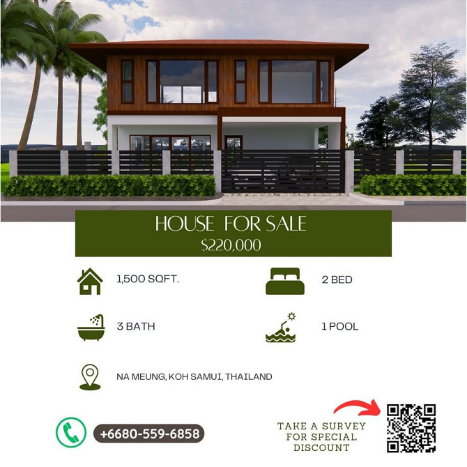 ฿17,000/เดือน, 700 ตร.ฟุต, บ้านพร้อมเฟอร์นิเจอร์ 1 ห้องนอน/1 ห้องน้ำ พร้อมอ่างอาบน้ำกลางแจ้งในเกาะสม สมุย - รูปภาพ 10