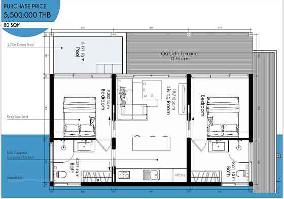 2 beds 2 baths – Apartment Samui